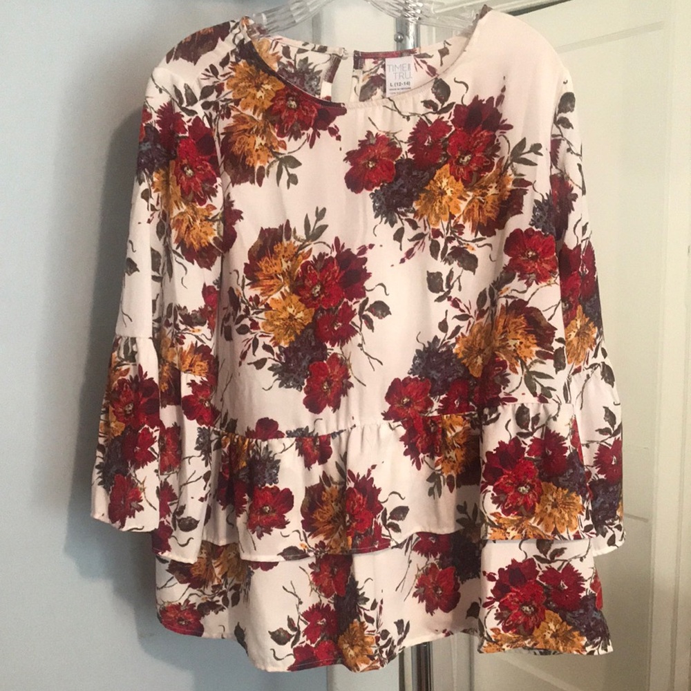 Cato Red and Gold Floral Blouse